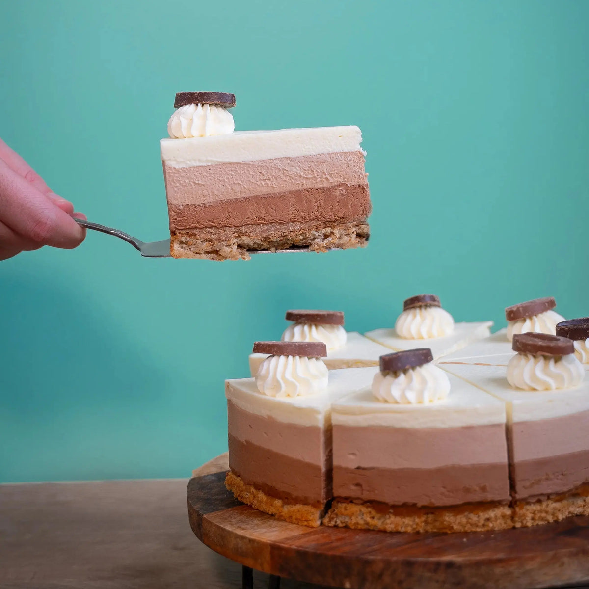 Entremet 3 Chocolats  vue d'une part